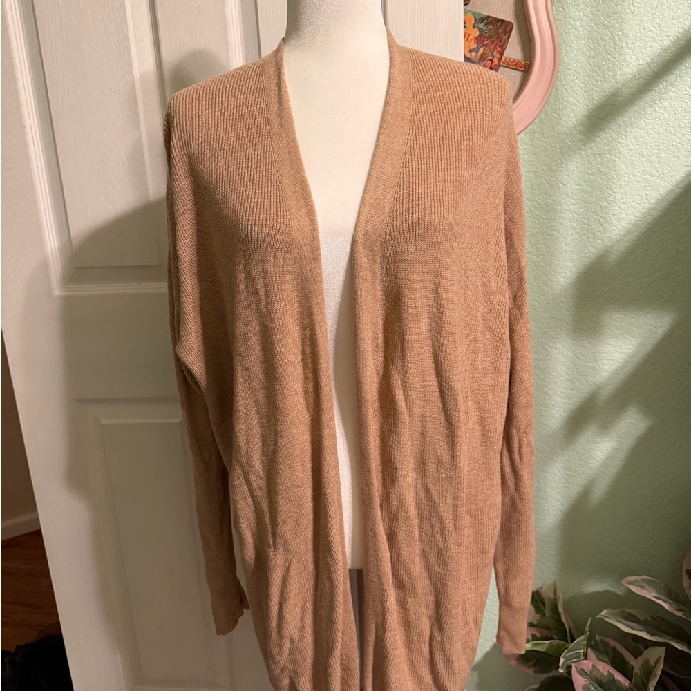 Ava & Viv Tan Open-Front Sweater